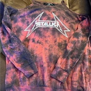 Torrid Tie-Dye Metallica Sweatshirt in Red and Black